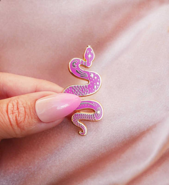 Pink Snake Enamel Pin