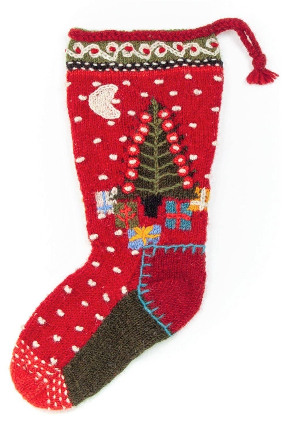 Knitted Wool Christmas Stocking - Presents
