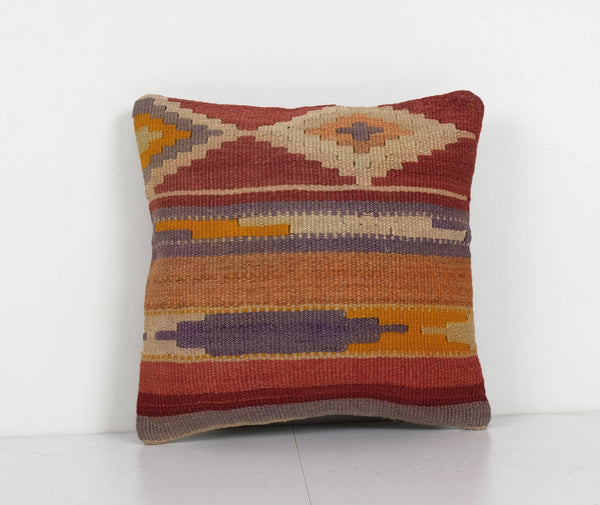 Vintage Anatolian Kilim Pillow 14x14