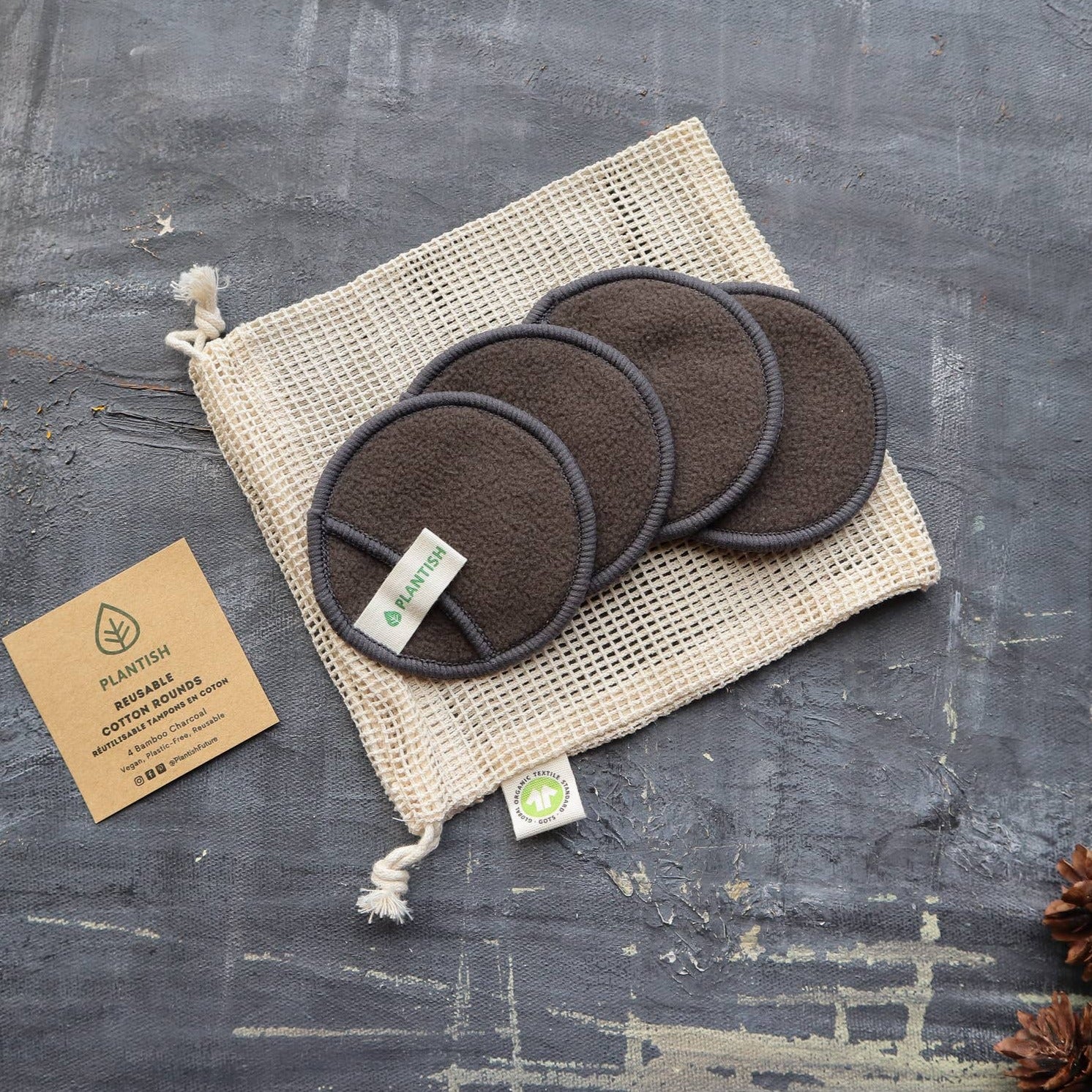 Reusable Cotton Rounds - Bamboo Charcoal