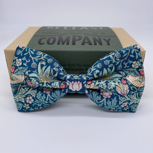 Liberty of London Bow Tie in Teal Strawberry Thief